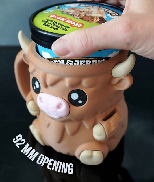 Ferdinand la vache des Highlands – Porte-pinte de glace imprimé en 3D